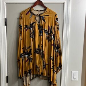 Free People Mustard Floral Tunic or mini dress